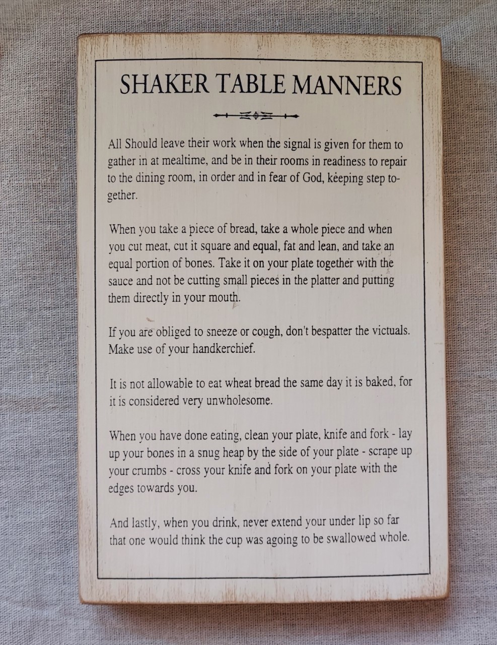 a list of table manners